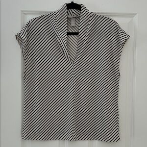 H&M Monochrome Diagonal Striped Blouse